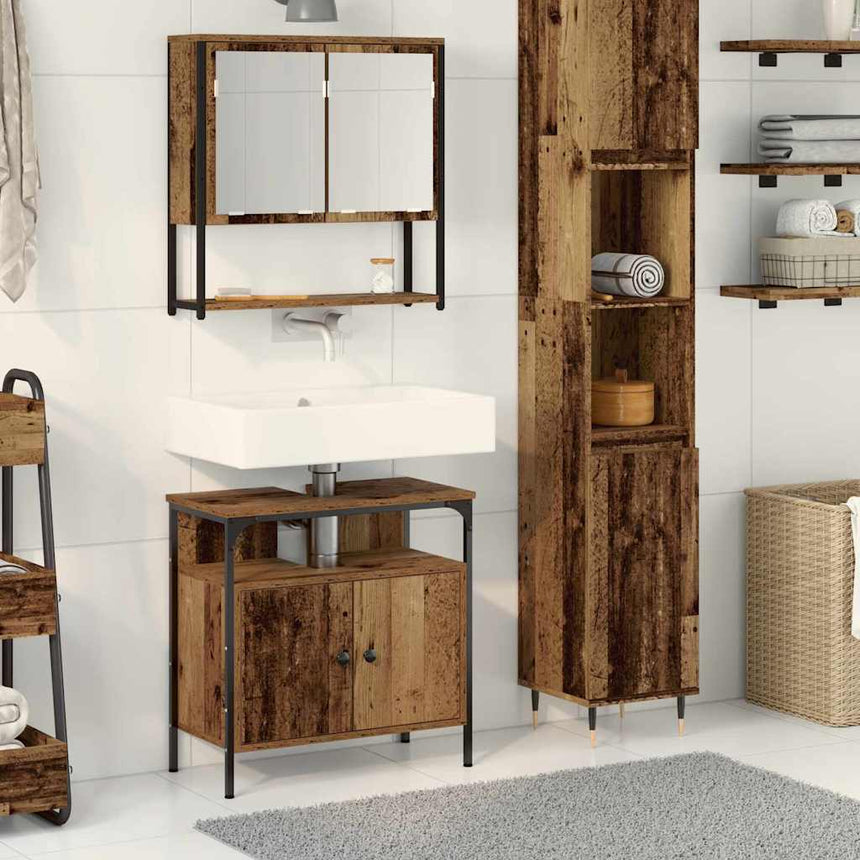 vidaXL Ensemble de mobilier de salle de bain avec étagère 2 pcs Marron