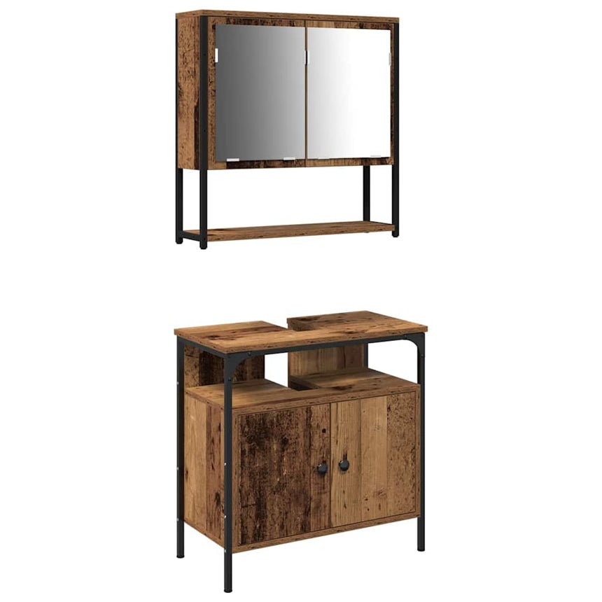 vidaXL Ensemble de mobilier de salle de bain avec étagère 2 pcs Marron