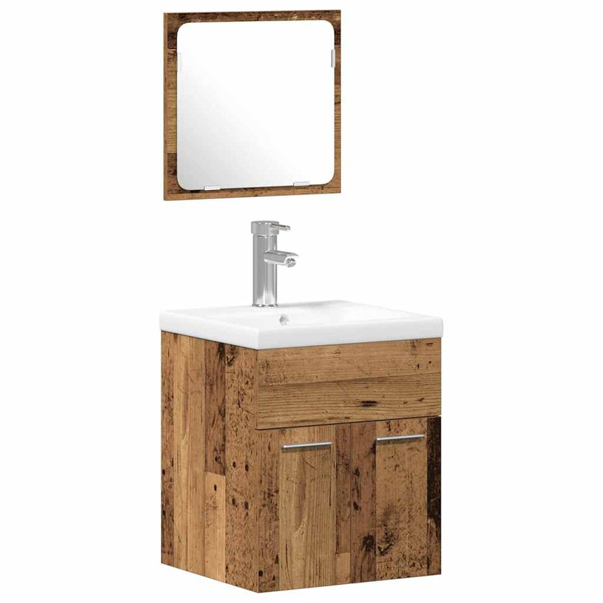 vidaXL Ensemble de mobilier de salle de bain 3 pcs Bois Ancien