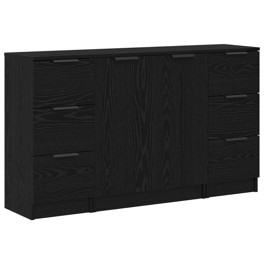 vidaXL Buffet avec tiroir 3 pcs Chêne noir Bois d'ingénierie