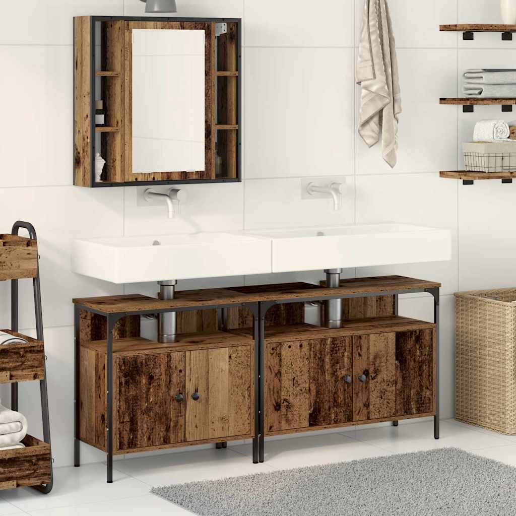 vidaXL Meubles de salle de bain 3 pcs Marron Bois d'ingénierie