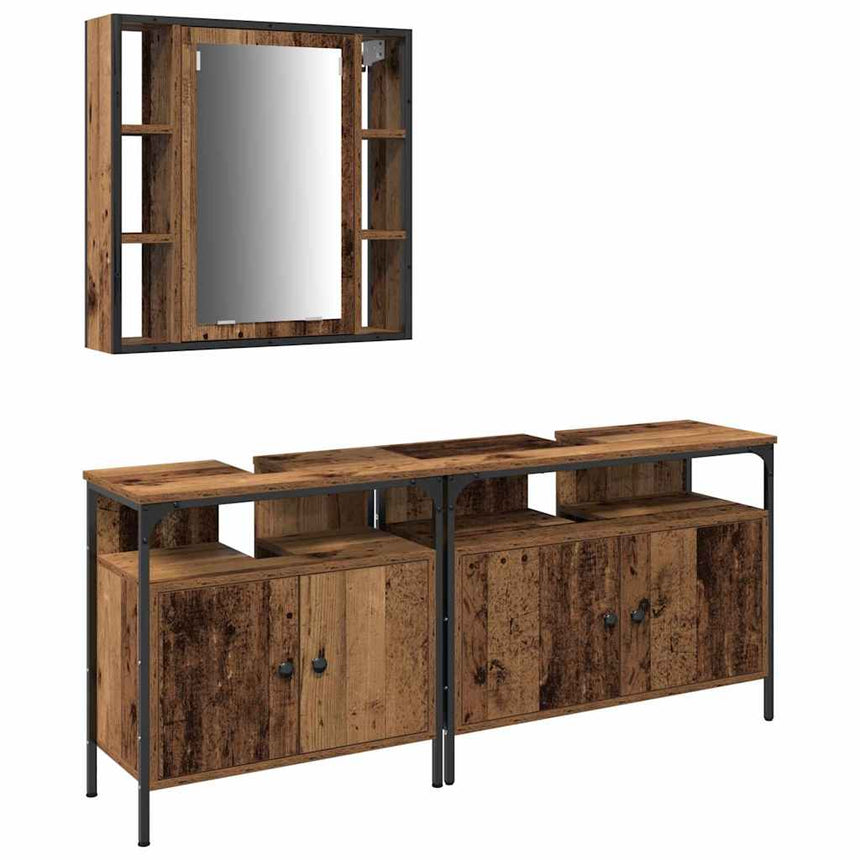 vidaXL Meubles de salle de bain 3 pcs Marron Bois d'ingénierie