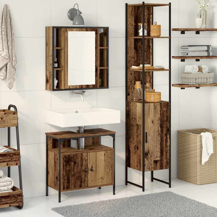 vidaXL Ensemble de mobilier de salle de bain 3 pcs Bois Ancien