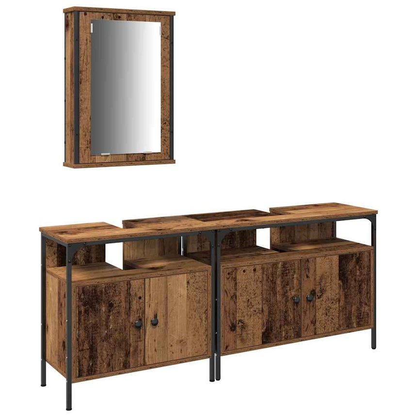 vidaXL Meubles de salle de bain 3 pcs Marron Bois d'ingénierie