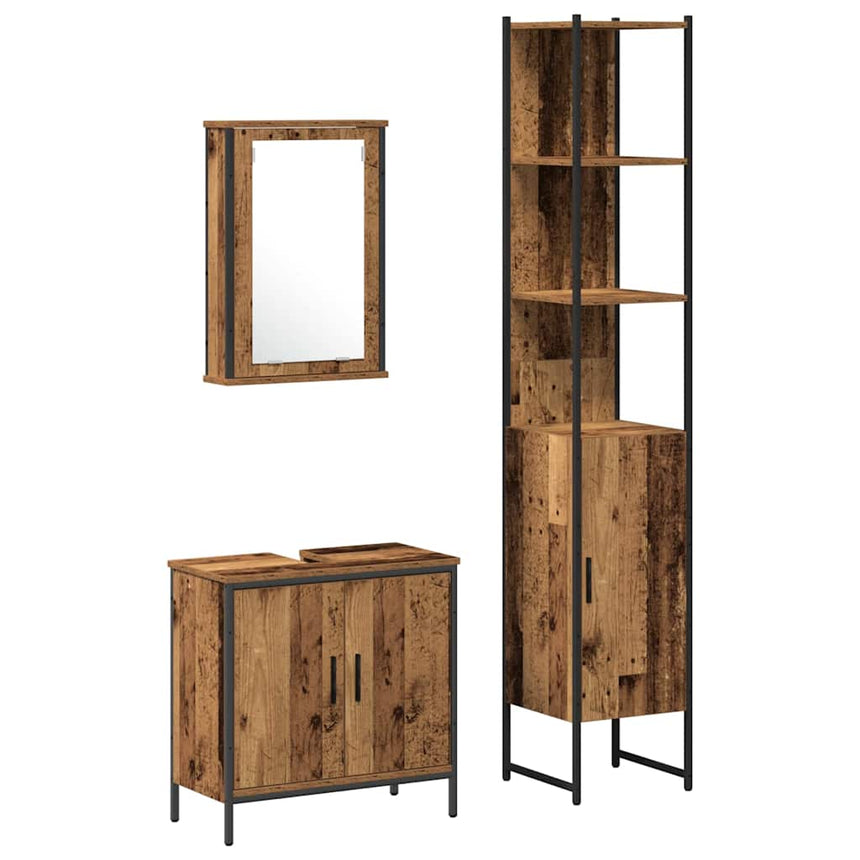 vidaXL Ensemble de mobilier de salle de bain avec étagère 3 pcs Marron