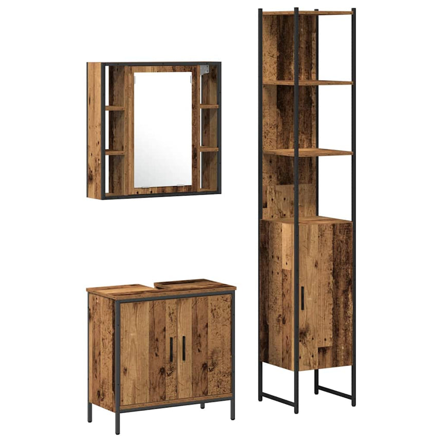 vidaXL Meubles de salle de bain 3 pcs Marron Bois d'ingénierie