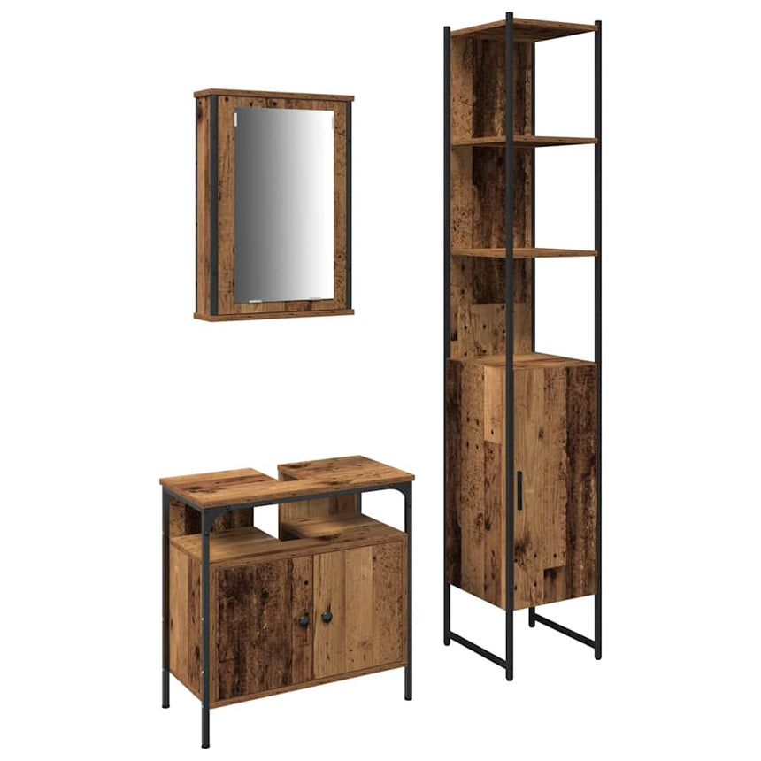 vidaXL Ensemble de mobilier de salle de bain 3 pcs Bois ancien