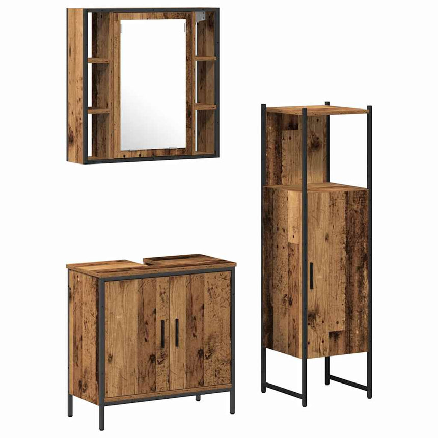 vidaXL Ensemble de mobilier de salle de bain avec étagère 3 pcs Marron