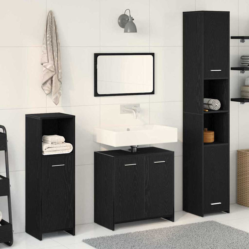 vidaXL Ensemble de mobilier de salle de bain 4 pcs Chêne noir