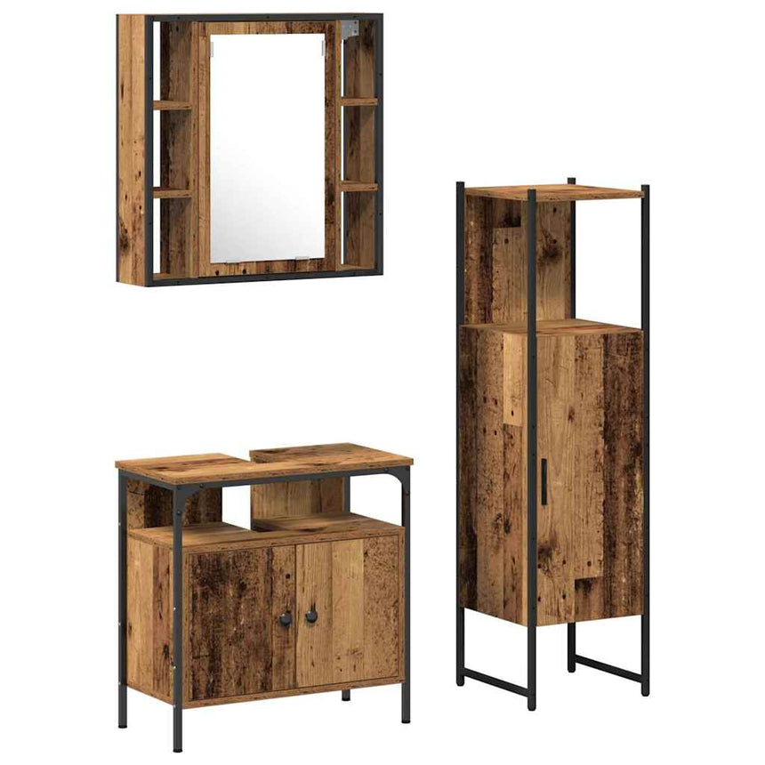 vidaXL Ensemble de mobilier de salle de bain avec étagère 3 pcs Marron