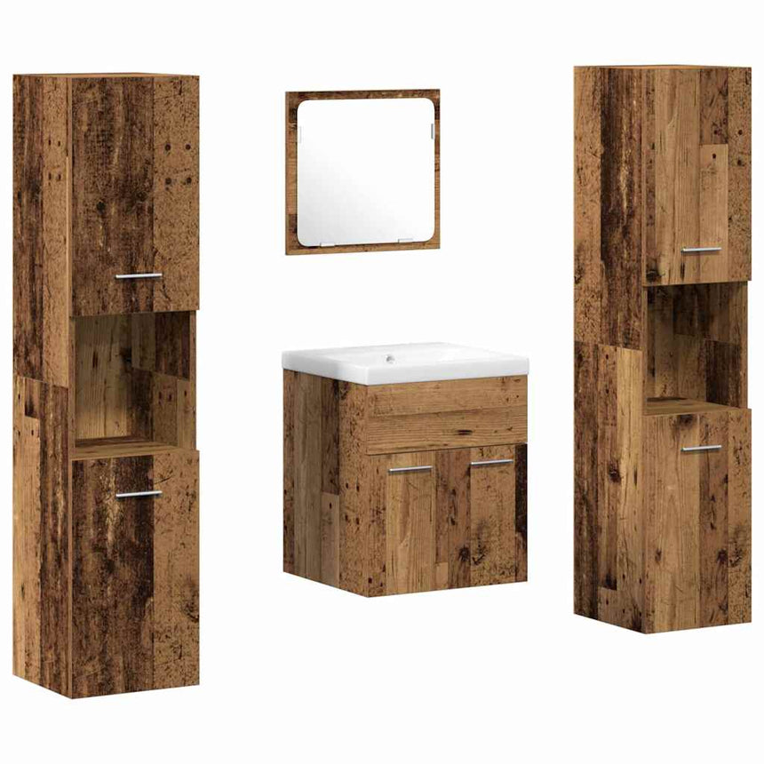 vidaXL Ensemble de mobilier de salle de bain 4 pcs Bois ancien
