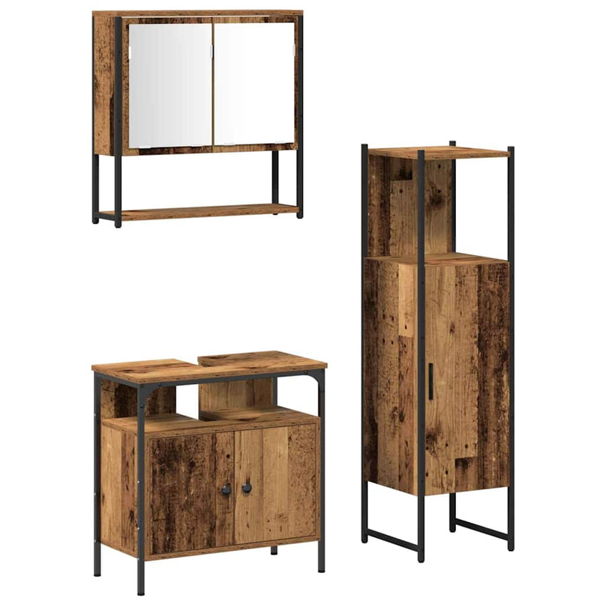 vidaXL Ensemble de mobilier de salle de bain avec étagère 3 pcs Marron