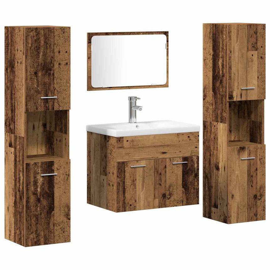 vidaXL Ensemble de mobilier de salle de bain 4 pcs Bois Ancien