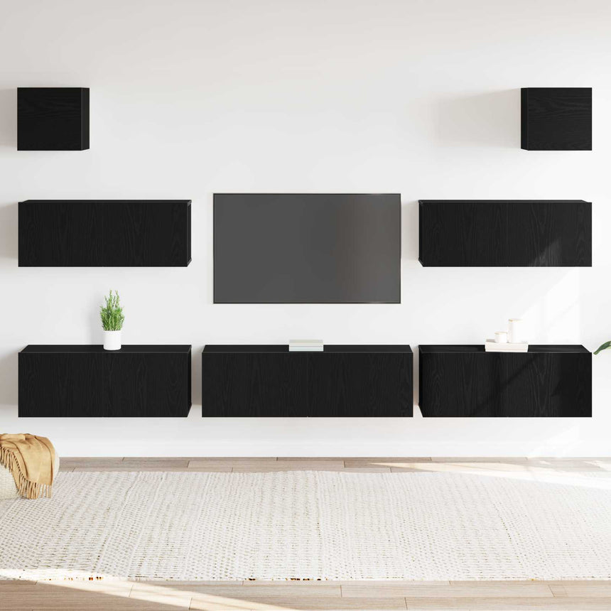 vidaXL Ensemble meuble TV 7 pcs Chêne noir 100 x 30 x 30 cm