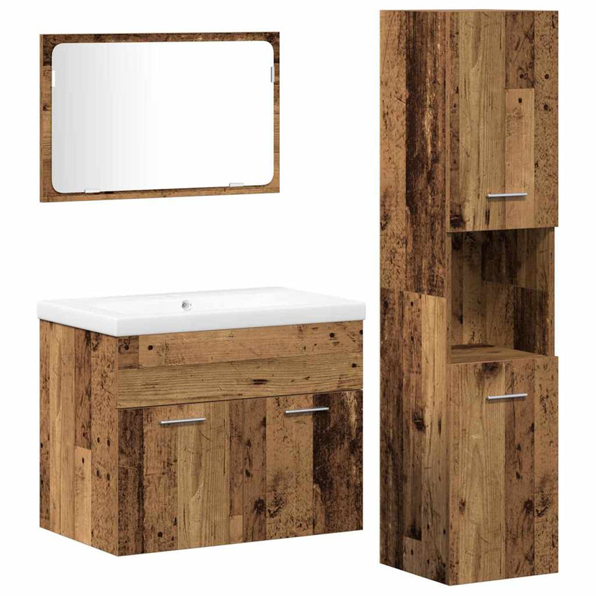 vidaXL Ensemble de mobilier de salle de bain avec étagère 4 pcs Marron