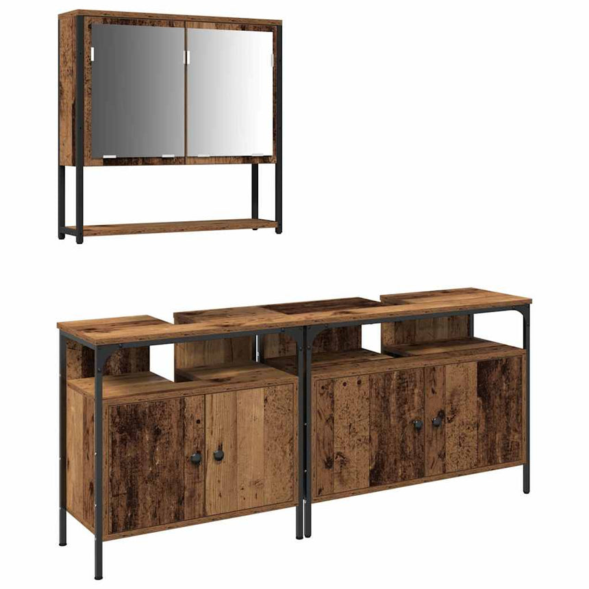 vidaXL Ensemble de mobilier de salle de bain avec étagère 3 pcs Marron