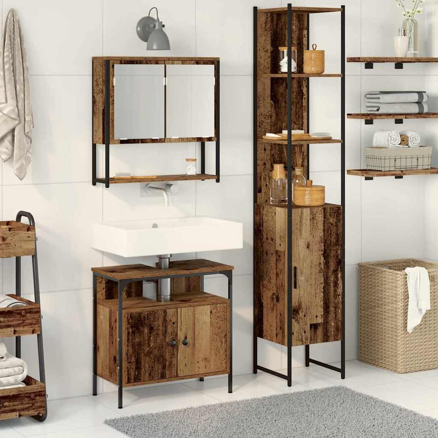 vidaXL Ensemble de mobilier de salle de bain 3 pcs Bois Ancien