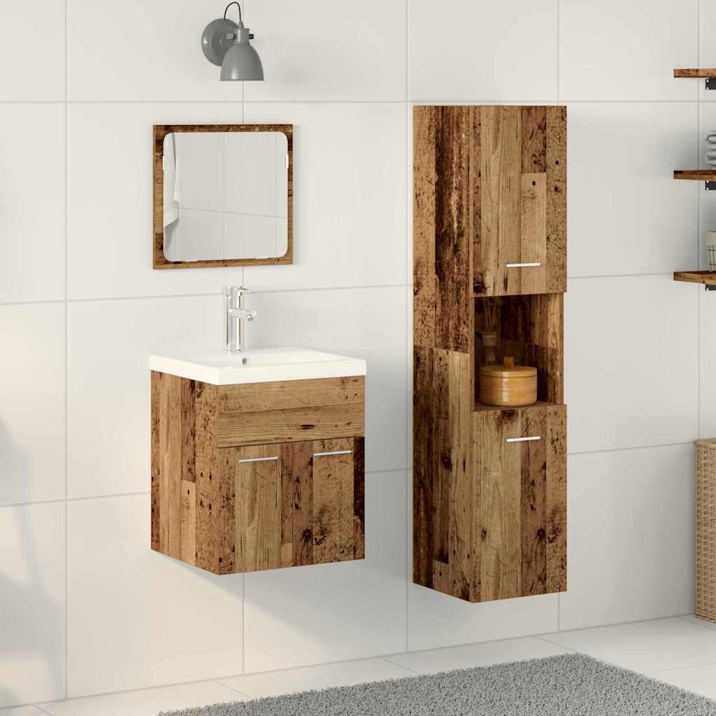 vidaXL Ensemble de mobilier de salle de bain 4 pcs Bois ancien