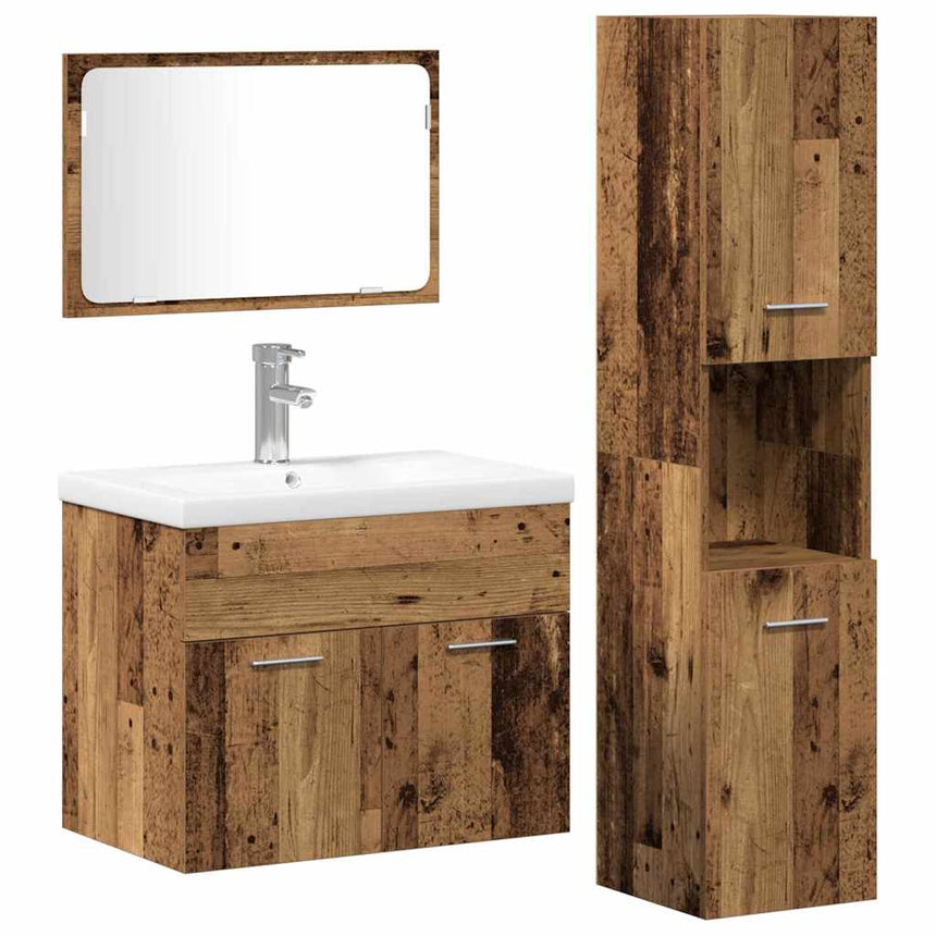 vidaXL Ensemble de mobilier de salle de bain avec étagère 4 pcs Marron