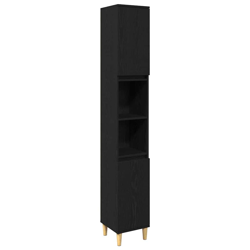 vidaXL Ensemble de mobilier de salle de bain avec stockage 3 pcs Noir
