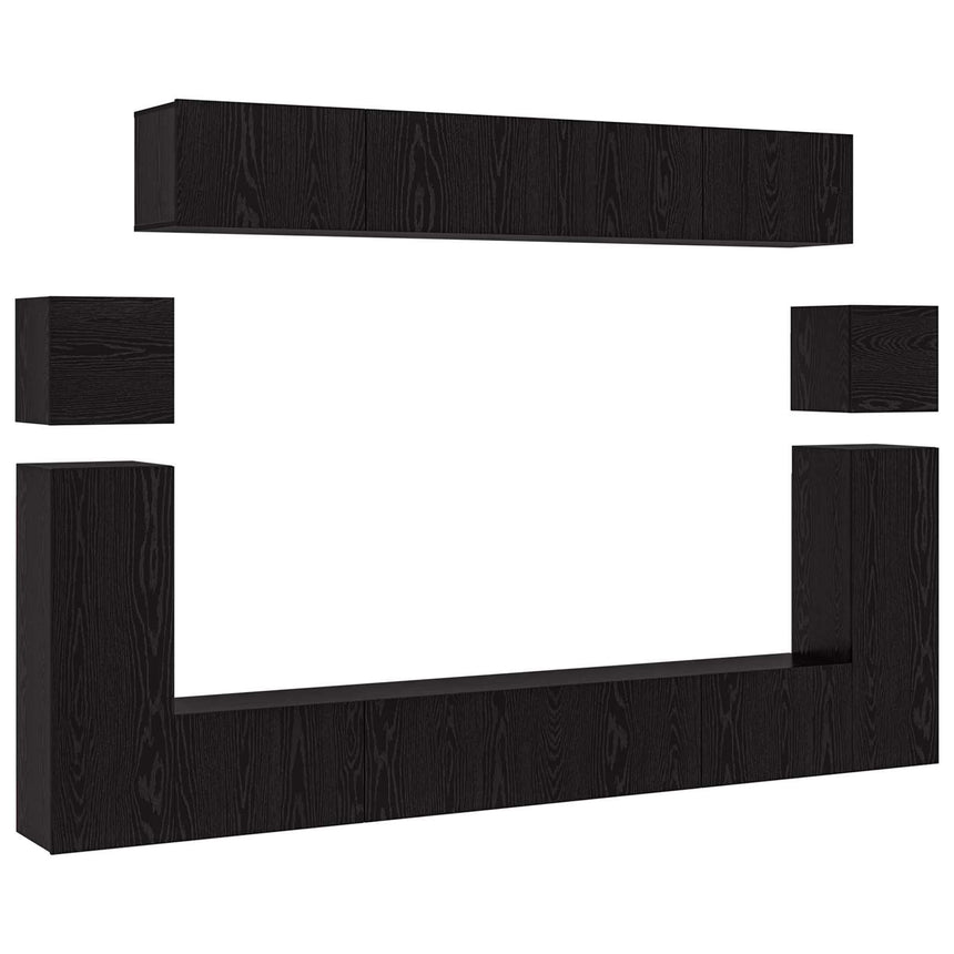 vidaXL Ensemble meuble TV 8 pcs Chêne noir Bois d'ingénierie