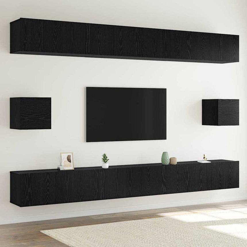 vidaXL Ensemble meuble TV 8 pcs Chêne noir Bois d'ingénierie