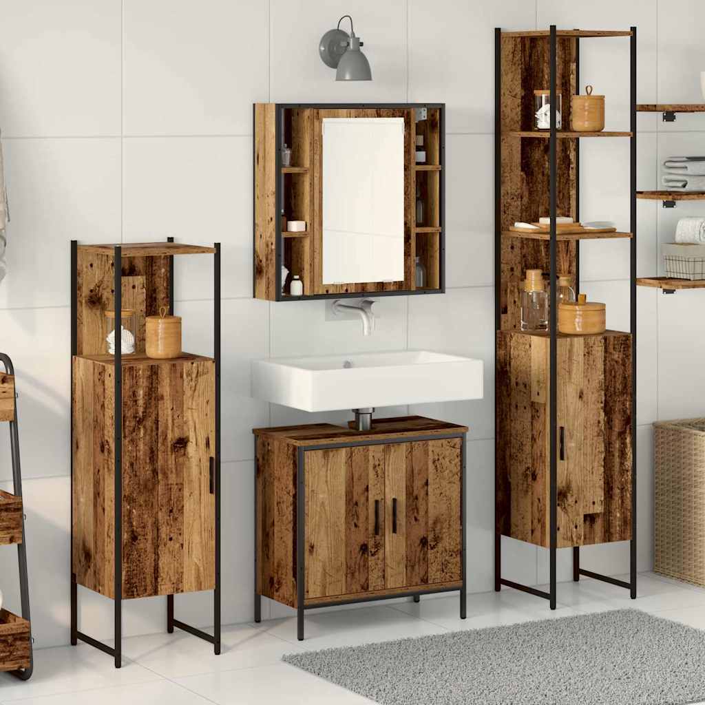 vidaXL Ensemble de mobilier de salle de bain avec étagère 4 pcs Marron