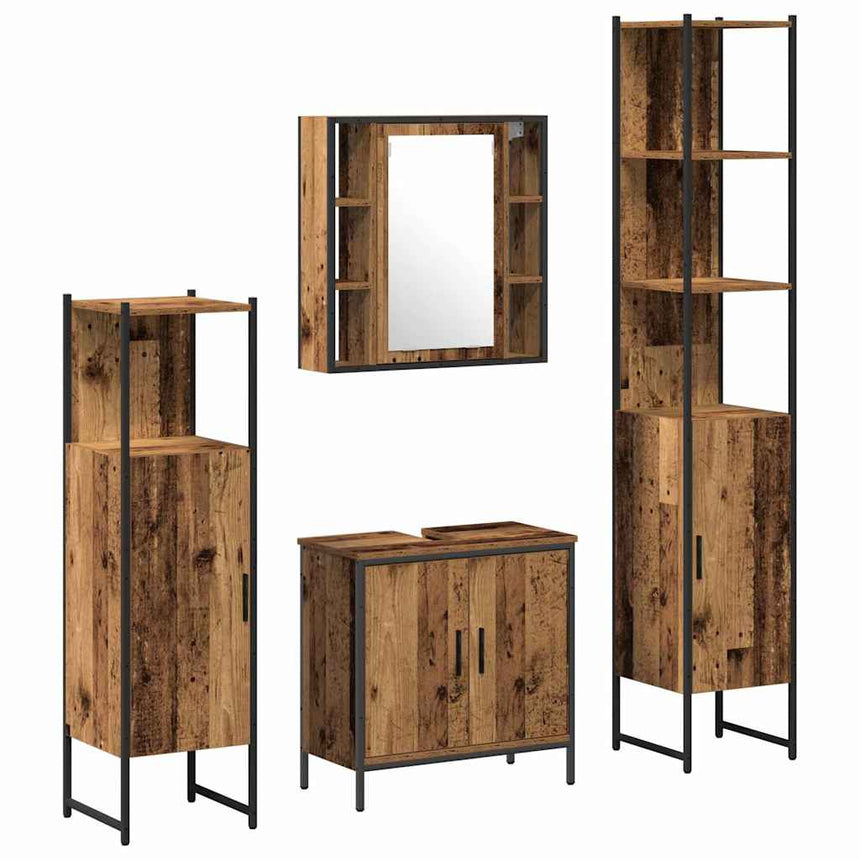 vidaXL Ensemble de mobilier de salle de bain avec étagère 4 pcs Marron