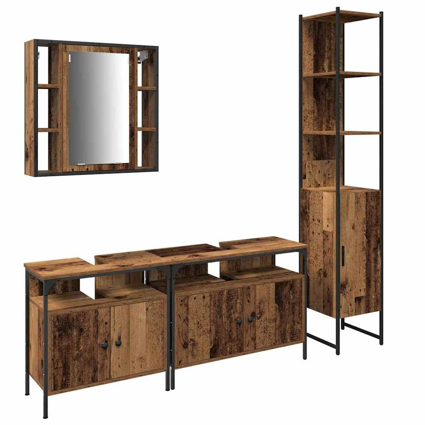 vidaXL Ensemble de mobilier de salle de bain 4 pcs Bois Ancien