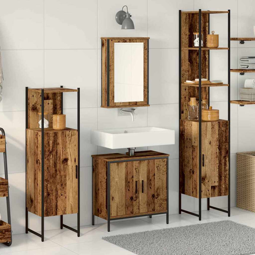 vidaXL Ensemble de mobilier de salle de bain avec étagère 4 pcs Marron