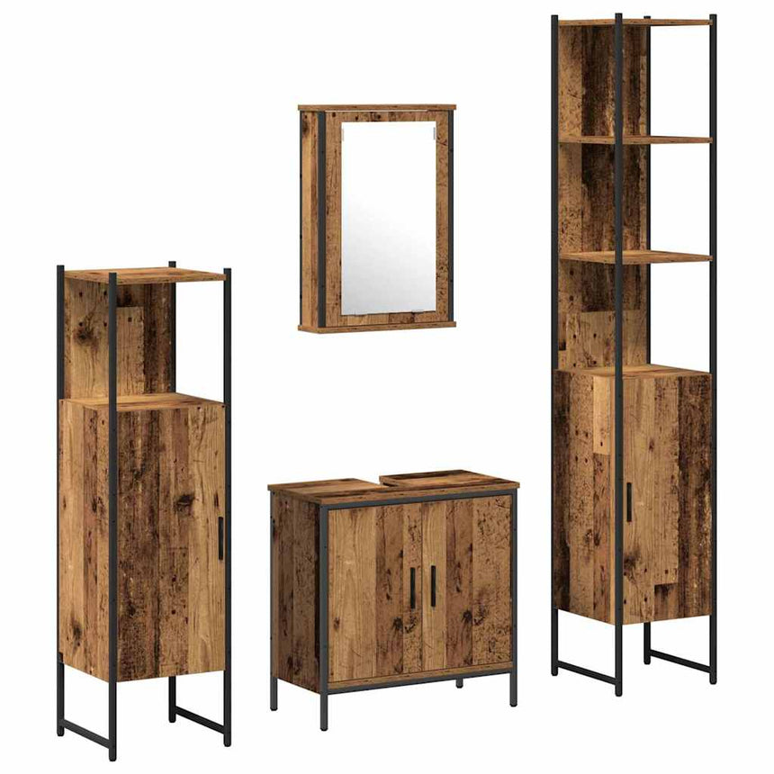 vidaXL Ensemble de mobilier de salle de bain avec étagère 4 pcs Marron