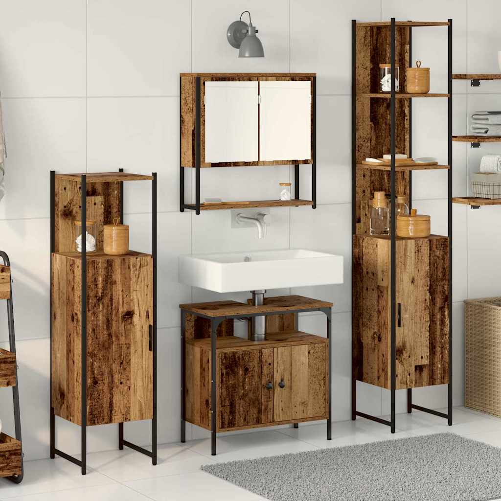 vidaXL Ensemble de mobilier de salle de bain 4 pcs Bois ancien