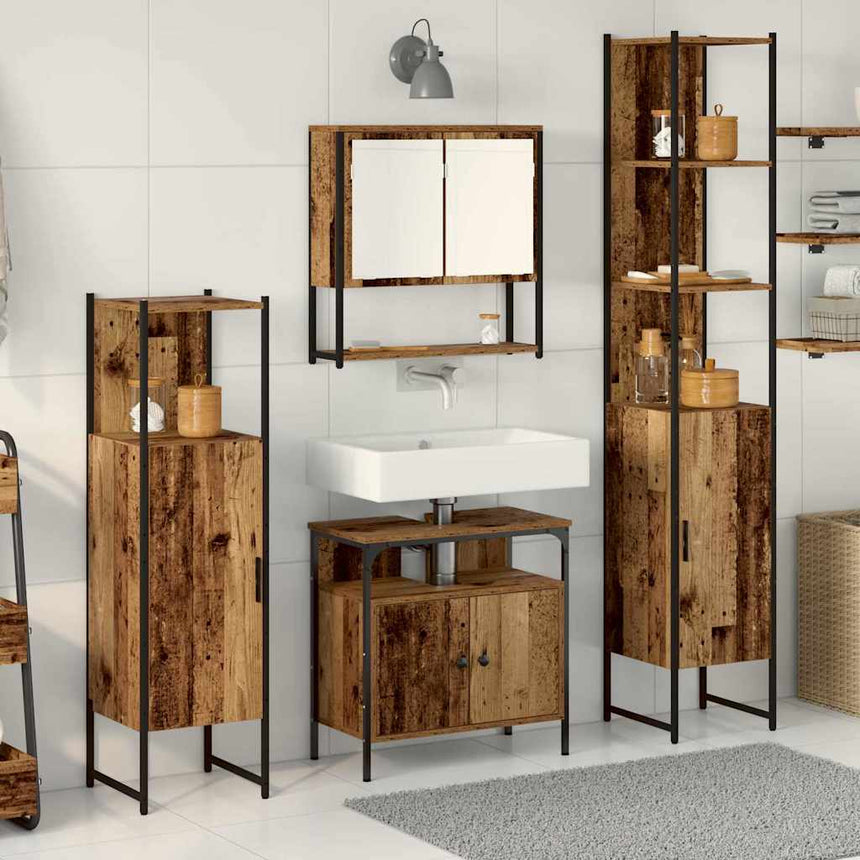vidaXL Ensemble de mobilier de salle de bain 4 pcs Bois ancien