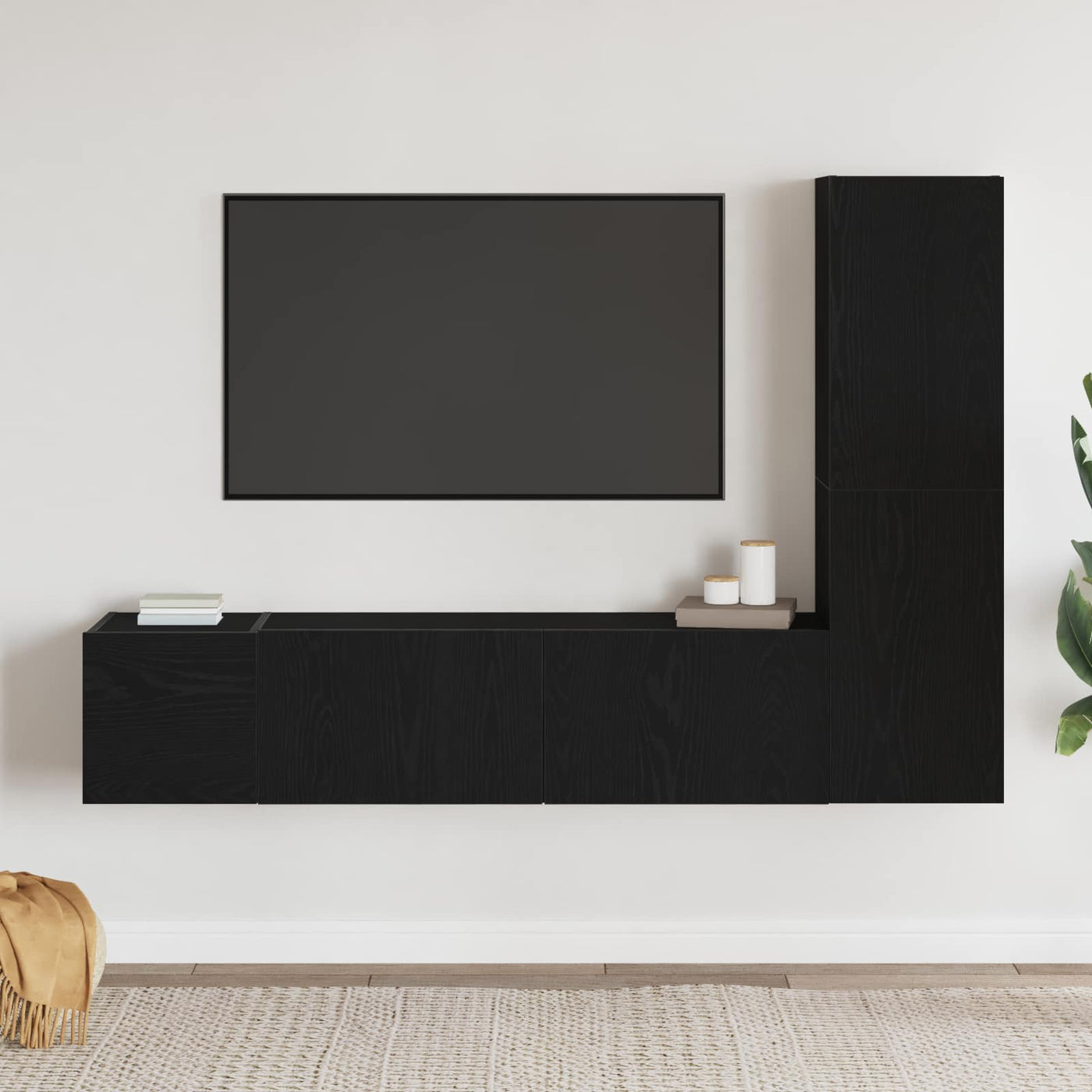 vidaXL Ensemble meuble TV 4 pcs Chêne noir 130,5 x 30 x 140 cm