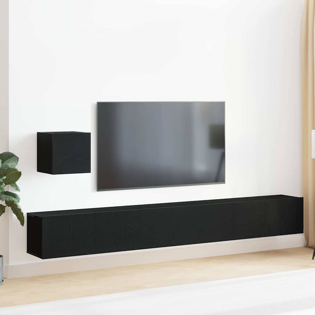 vidaXL Ensemble meuble TV Montage mural Chêne noir Bois d'ingénierie