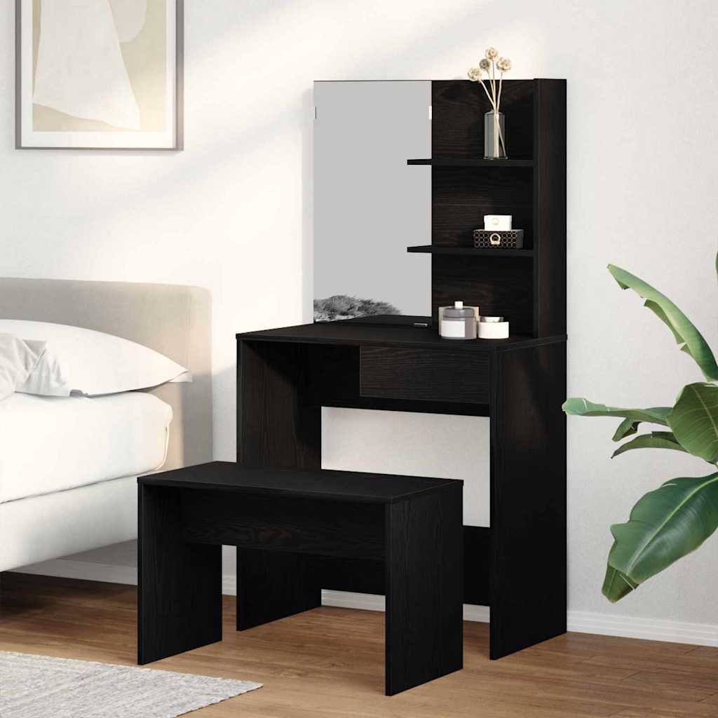 vidaXL Ensemble de Coiffeuse 2 pcs Chêne noir Bois d'ingénierie