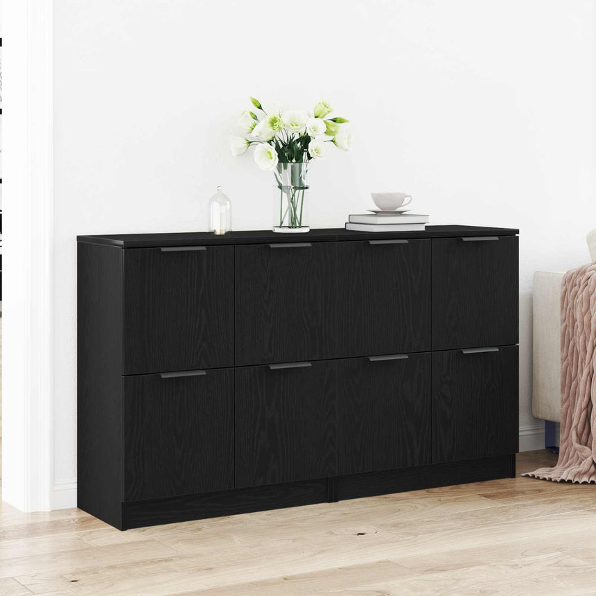 vidaXL Buffet 2 pcs Chêne noir 60 x 30 x 70 cm Bois d'ingénierie