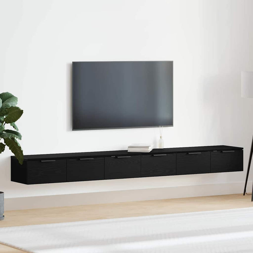 vidaXL Meuble mural avec tiroir 2 pcs Chêne noir 102 x 30 x 20 cm