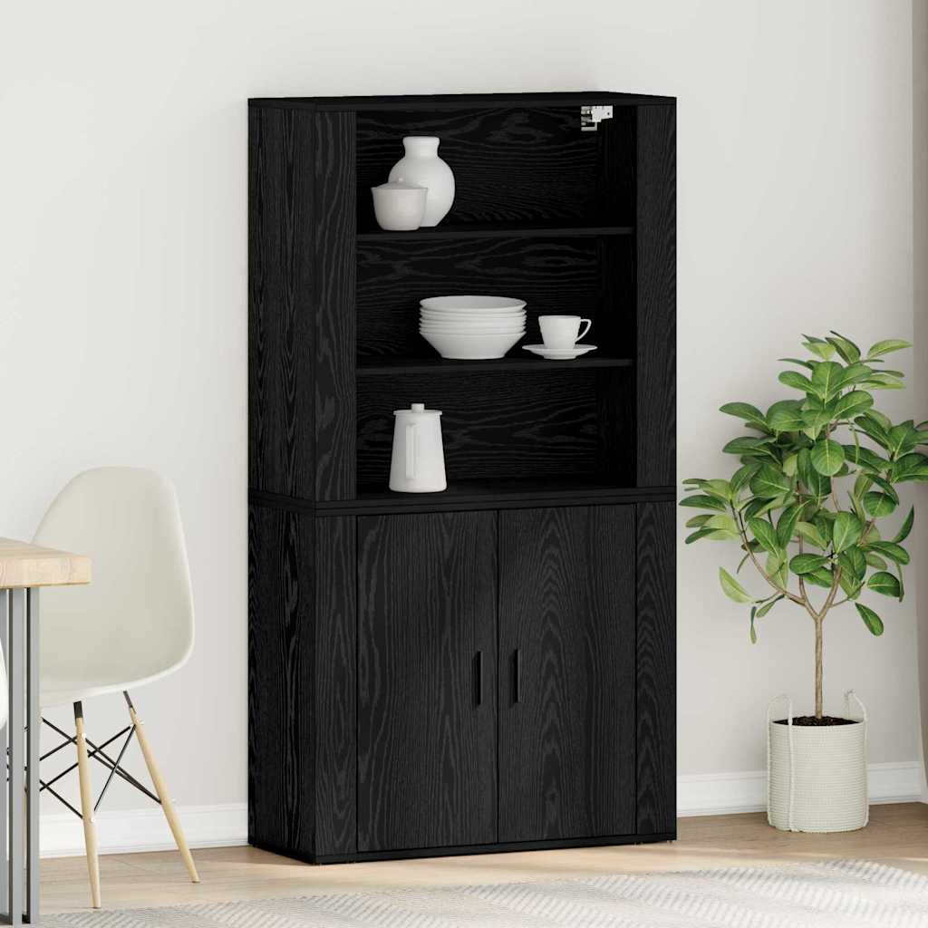 vidaXL Haut Armoire Chêne noir 80 x 33 x 150 cm Bois d'ingénierie