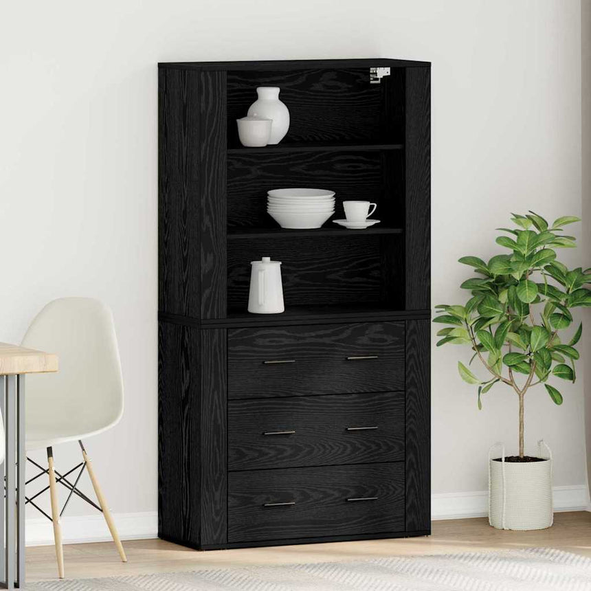 vidaXL Haut Armoire Chêne noir 80 x 33 x 150 cm Bois d'ingénierie