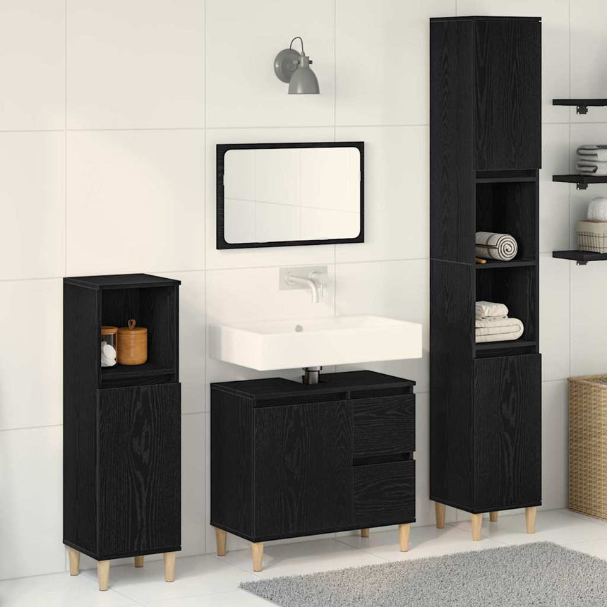 vidaXL Ensemble de mobilier de salle de bain 3 pcs Chêne noir