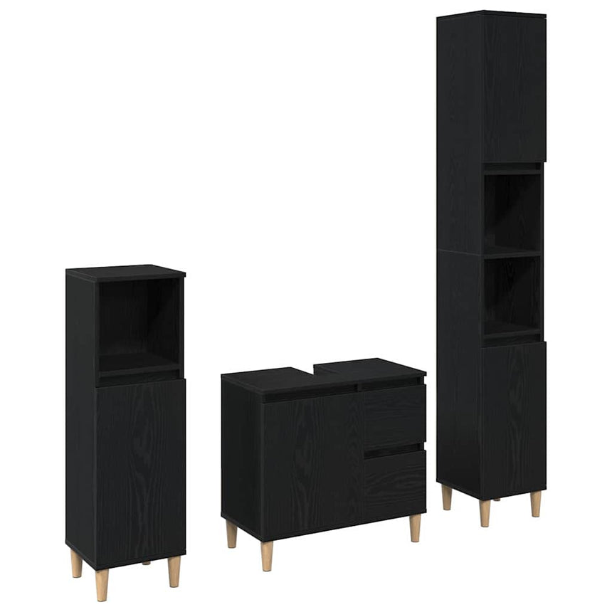 vidaXL Ensemble de mobilier de salle de bain 3 pcs Chêne noir