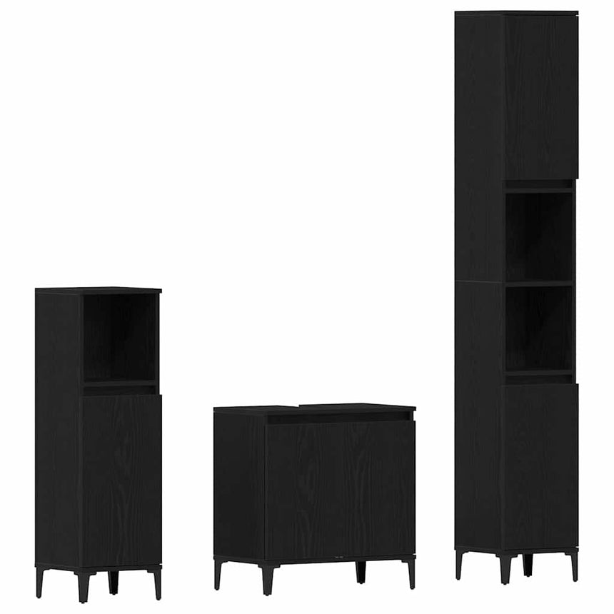 vidaXL Ensemble de mobilier de salle de bain 3 pcs Chêne noir