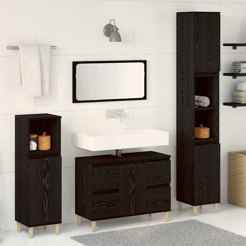 vidaXL Ensemble de mobilier de salle de bain 3 pcs Chêne noir