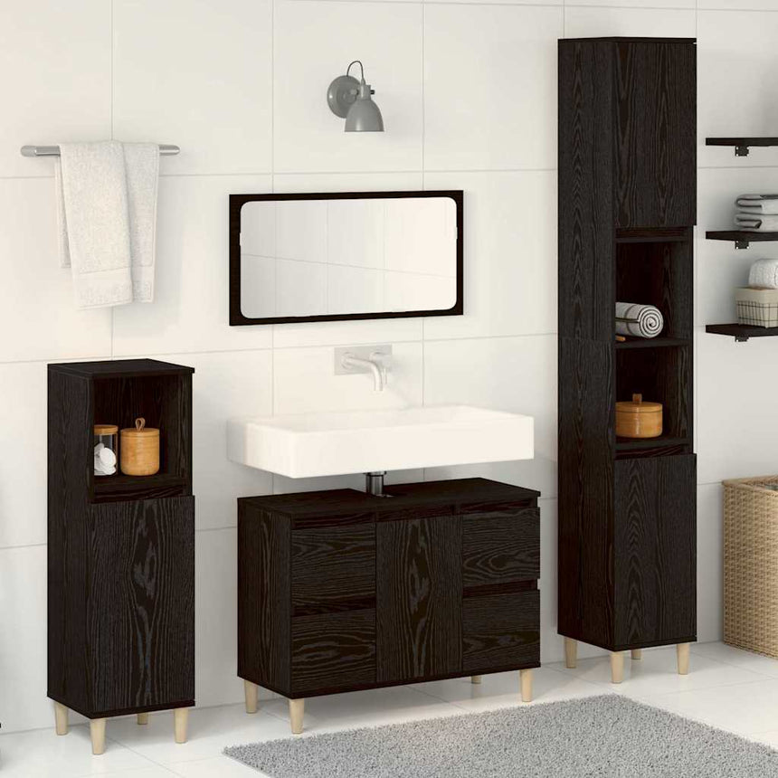 vidaXL Ensemble de mobilier de salle de bain 3 pcs Chêne noir