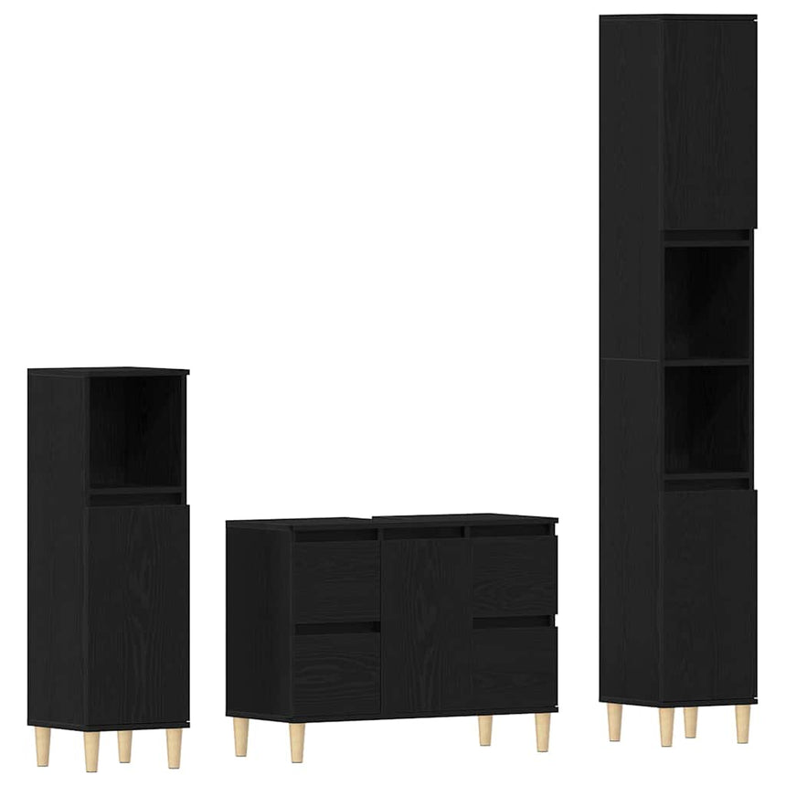 vidaXL Ensemble de mobilier de salle de bain 3 pcs Chêne noir