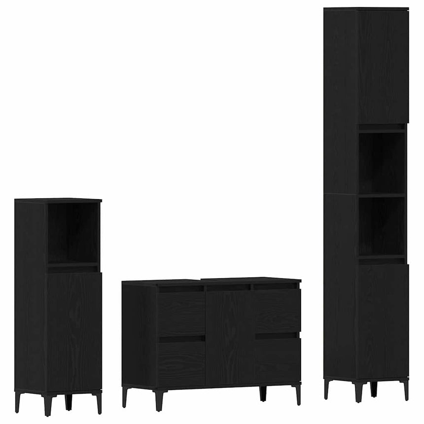 vidaXL Ensemble de mobilier de salle de bain 3 pcs Chêne noir