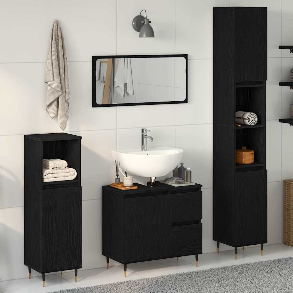 vidaXL Ensemble de mobilier de salle de bain 3 pc Chêne noir