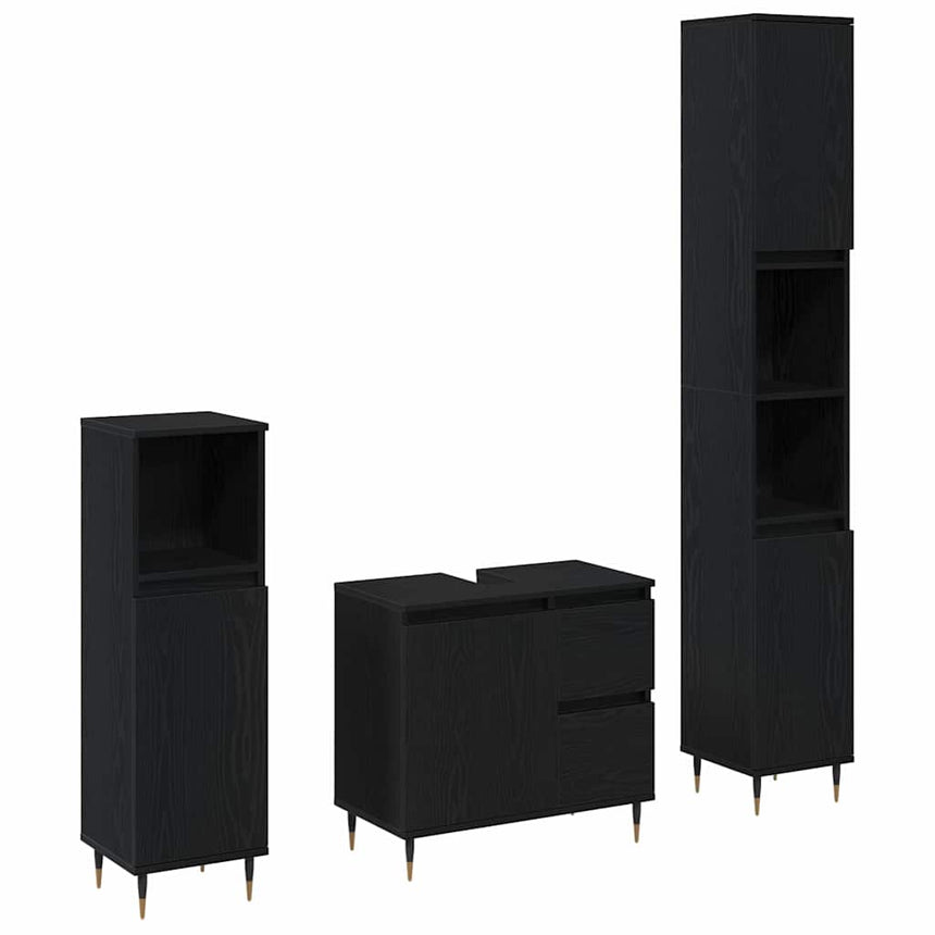 vidaXL Ensemble de mobilier de salle de bain 3 pc Chêne noir