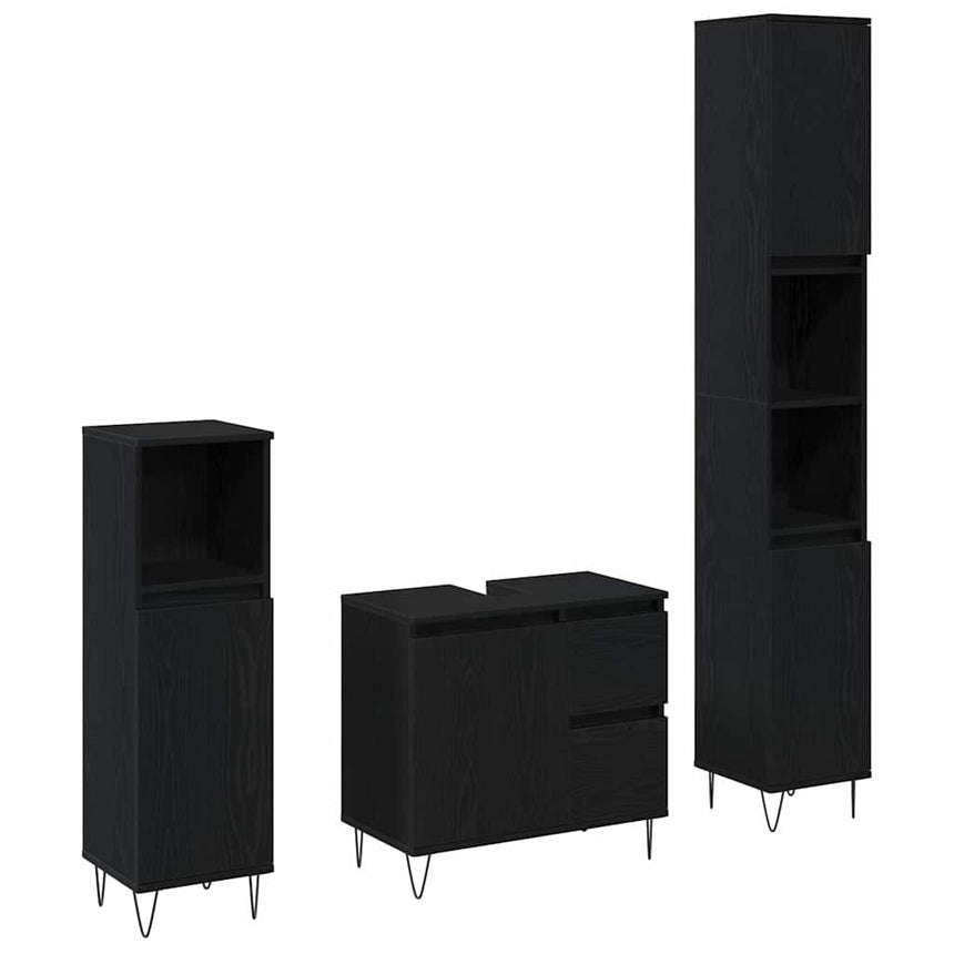 vidaXL Ensemble de mobilier de salle de bain 3 pcs Chêne noir